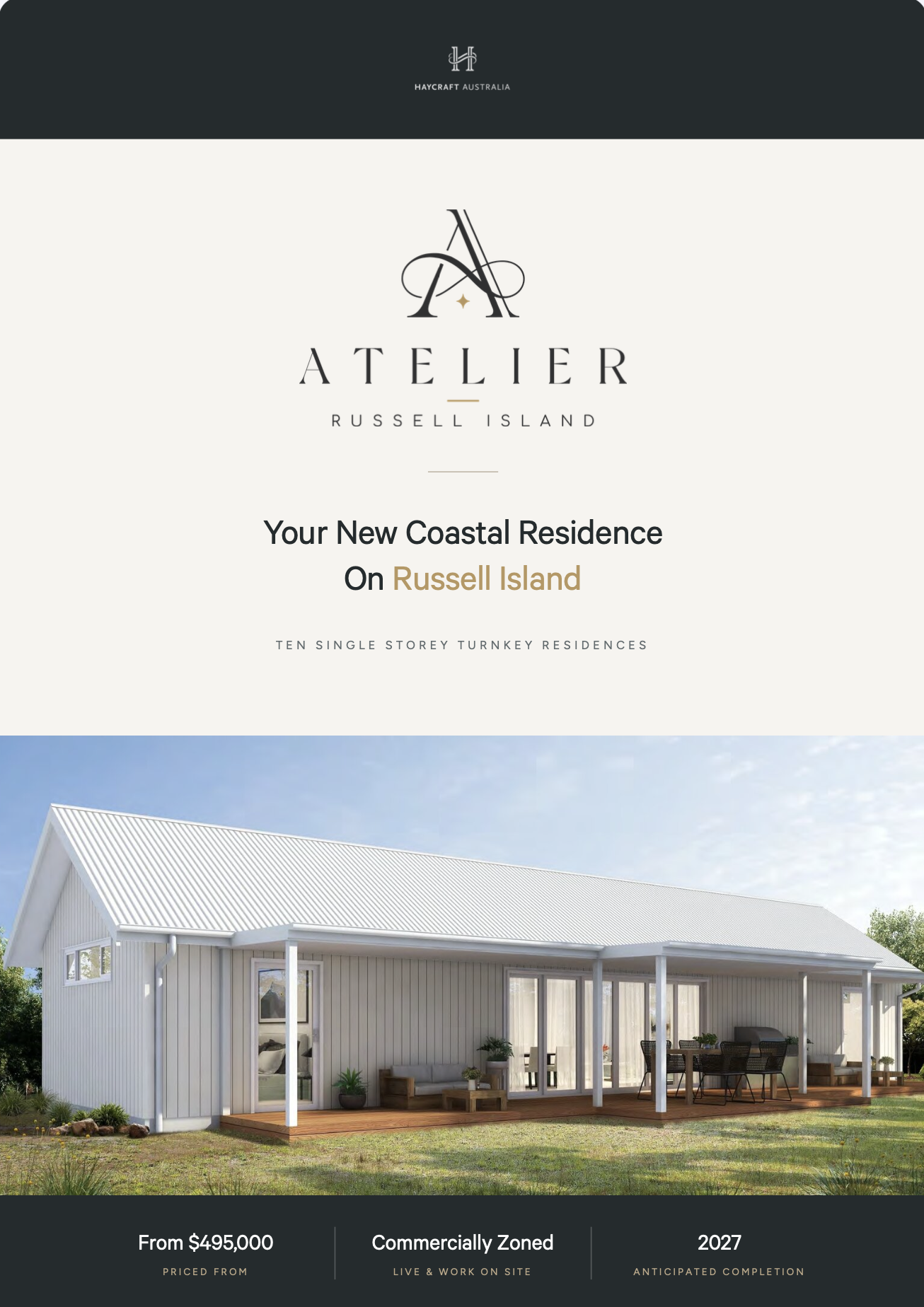 Atelier Russell Island project brochure cover